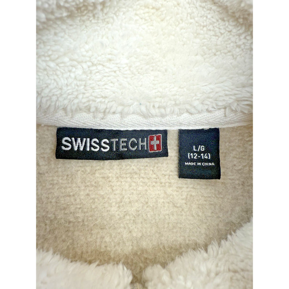 SwissTech Jacket Women's Size L Long Sleeve Sherpa Lined Fleece Full Zip Oatmeal - Picture 6 of 8